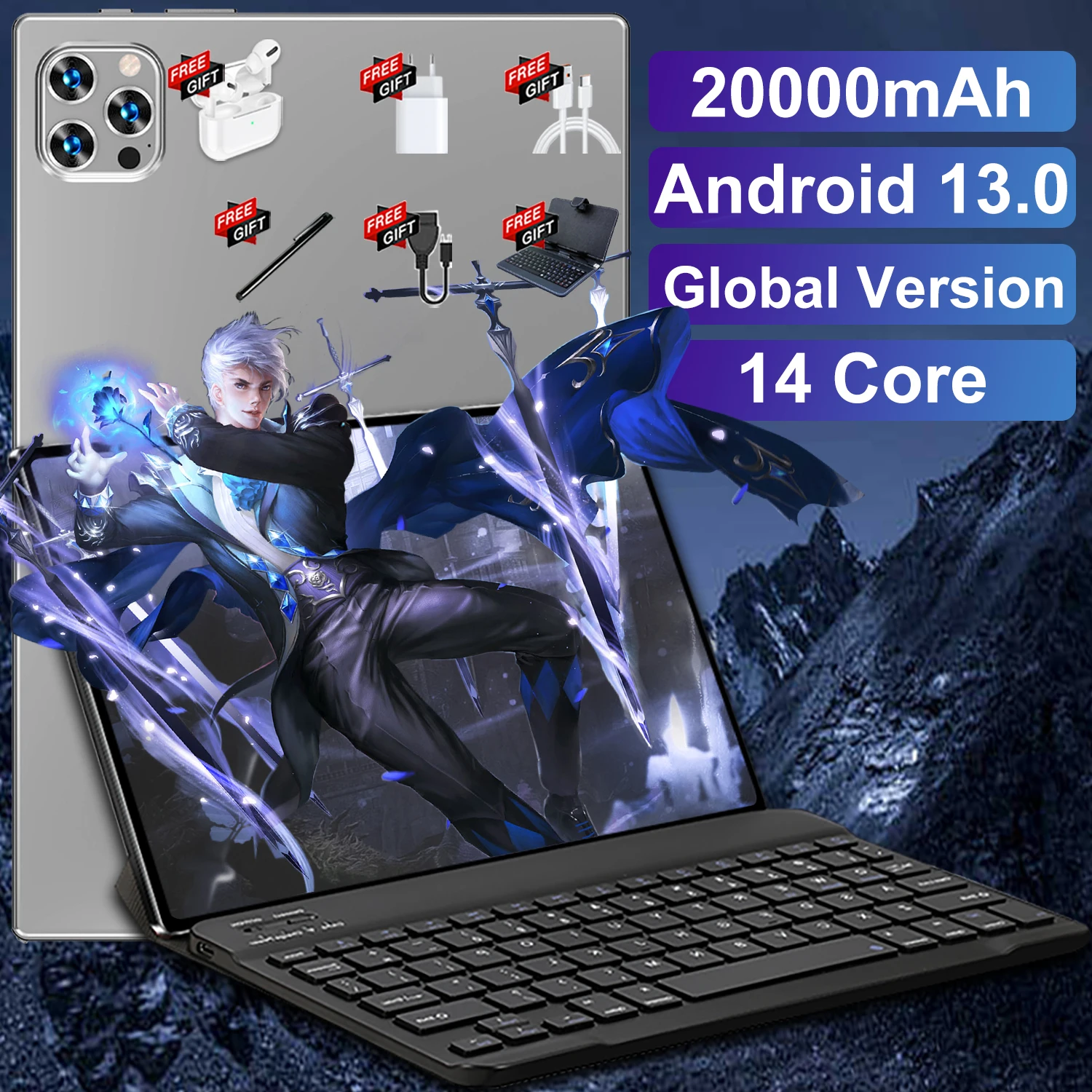 2024 Tablet Android 11.1 Pollici 20000Mah Versione Globale 16Gb + 1Tb Nuova Rete 14 Core Android 13.0 Tablet Wifi