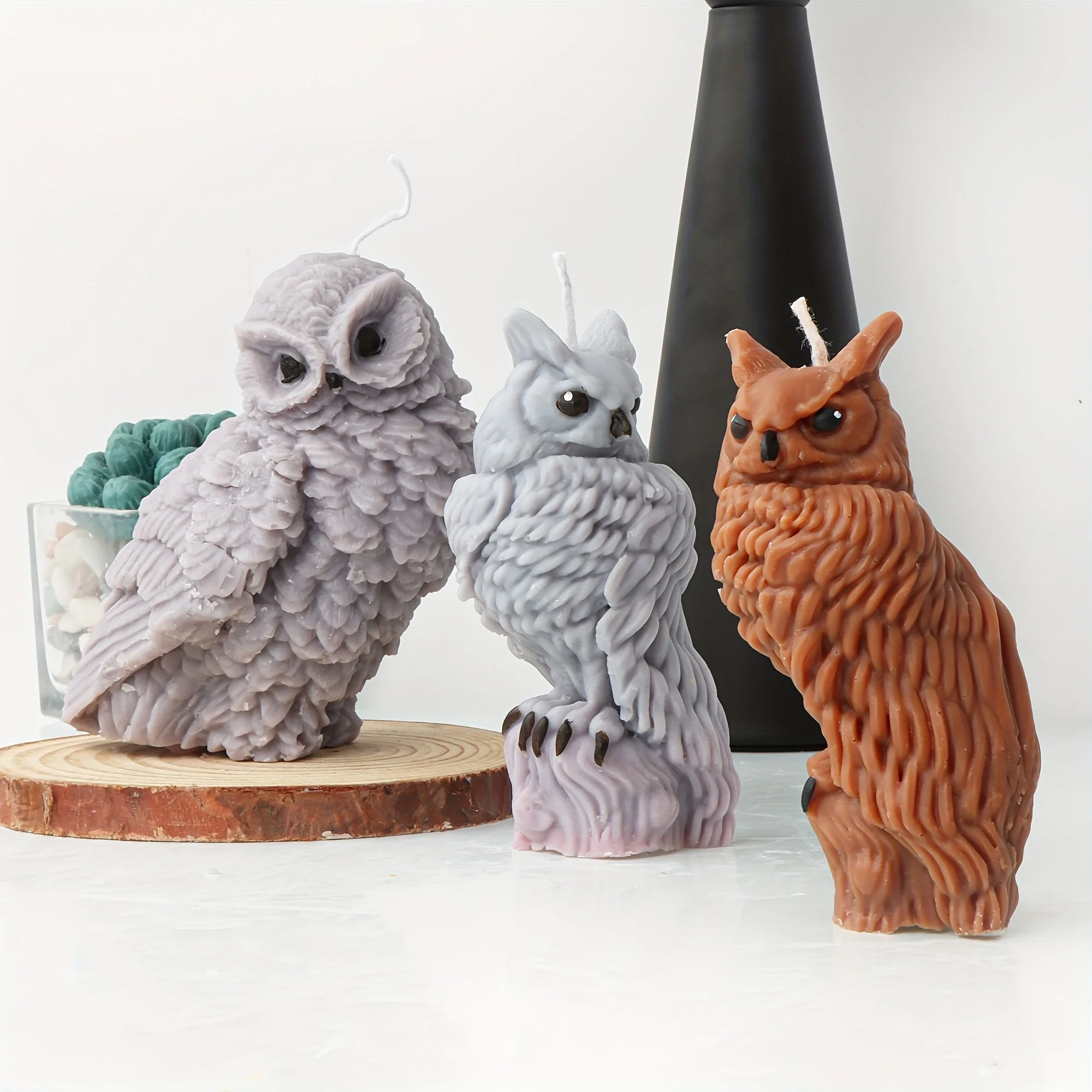 Silicone Candle Molds 3D Owl Shape Making Resin Aromatherapy Candles Handmade Wax Soap Home Decor Craft