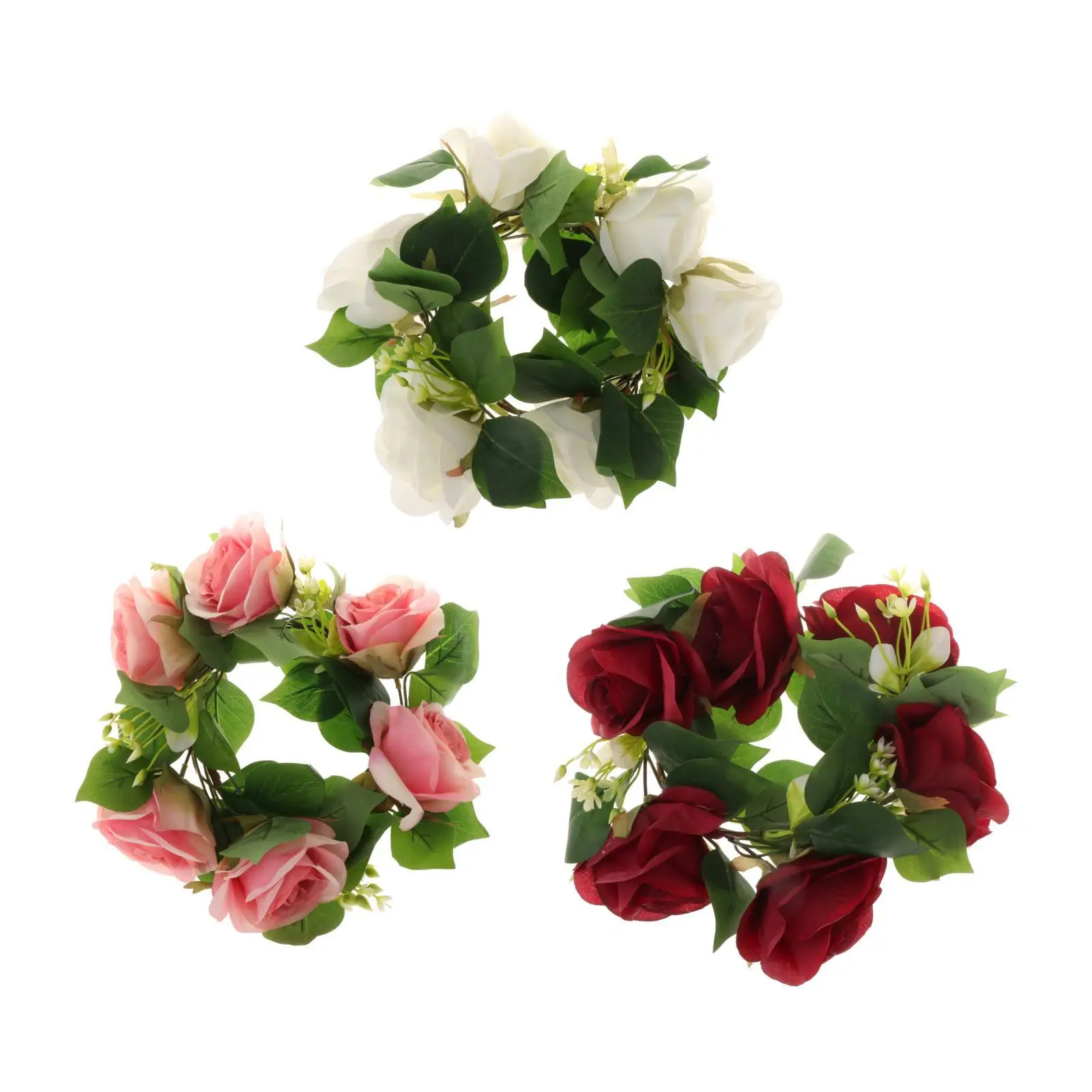 Silk Flower Candle Ring Wreath Candle Garland for Restaurant Dining Room