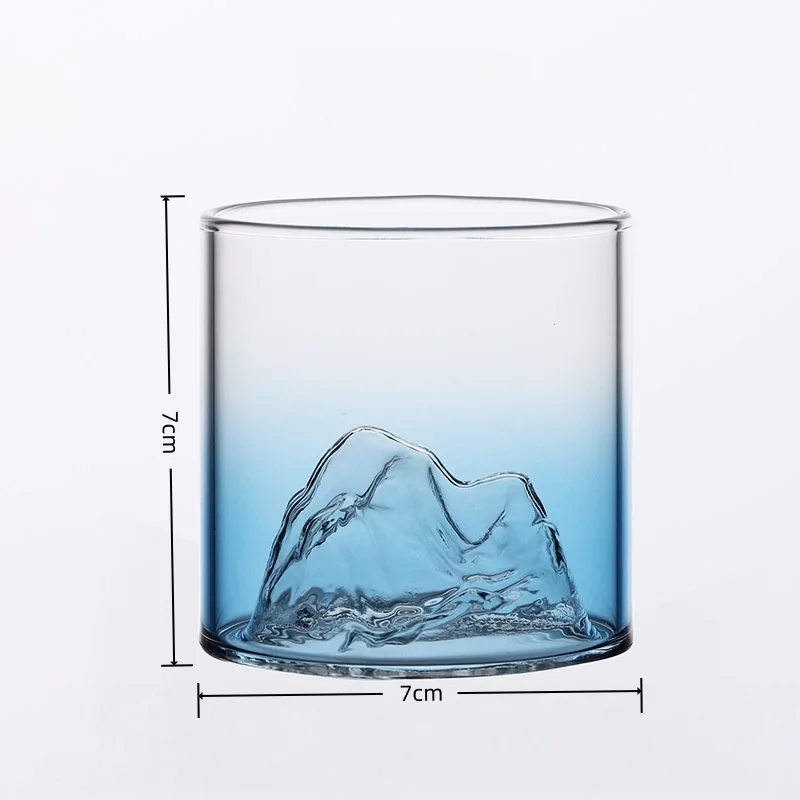 Elegant 3D Mountain Whiskey Glass Set with Wooden Gift Box