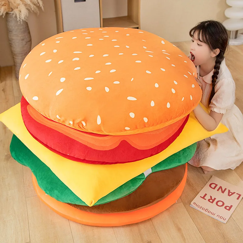 45/90CM Hamburger Composition Plush Rug Floor Mat Cushion Pillow Cushion 4