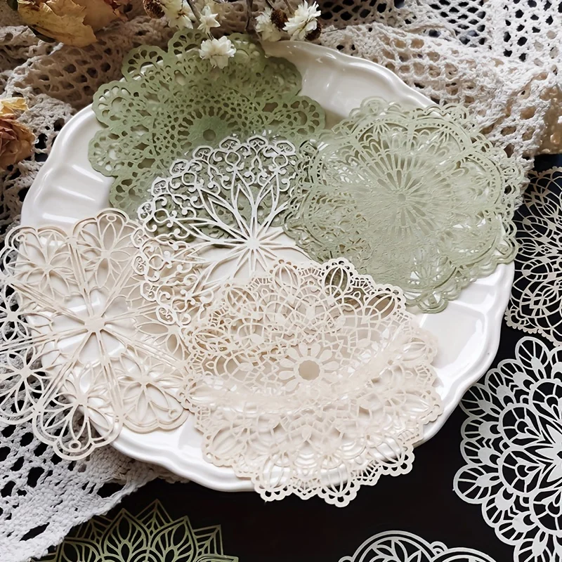 Decorative Scrapbooking Diary Album Vintage Lace Hollow Material Paper DIY Junk Journal Decoration Party Favor 10pcs/pack