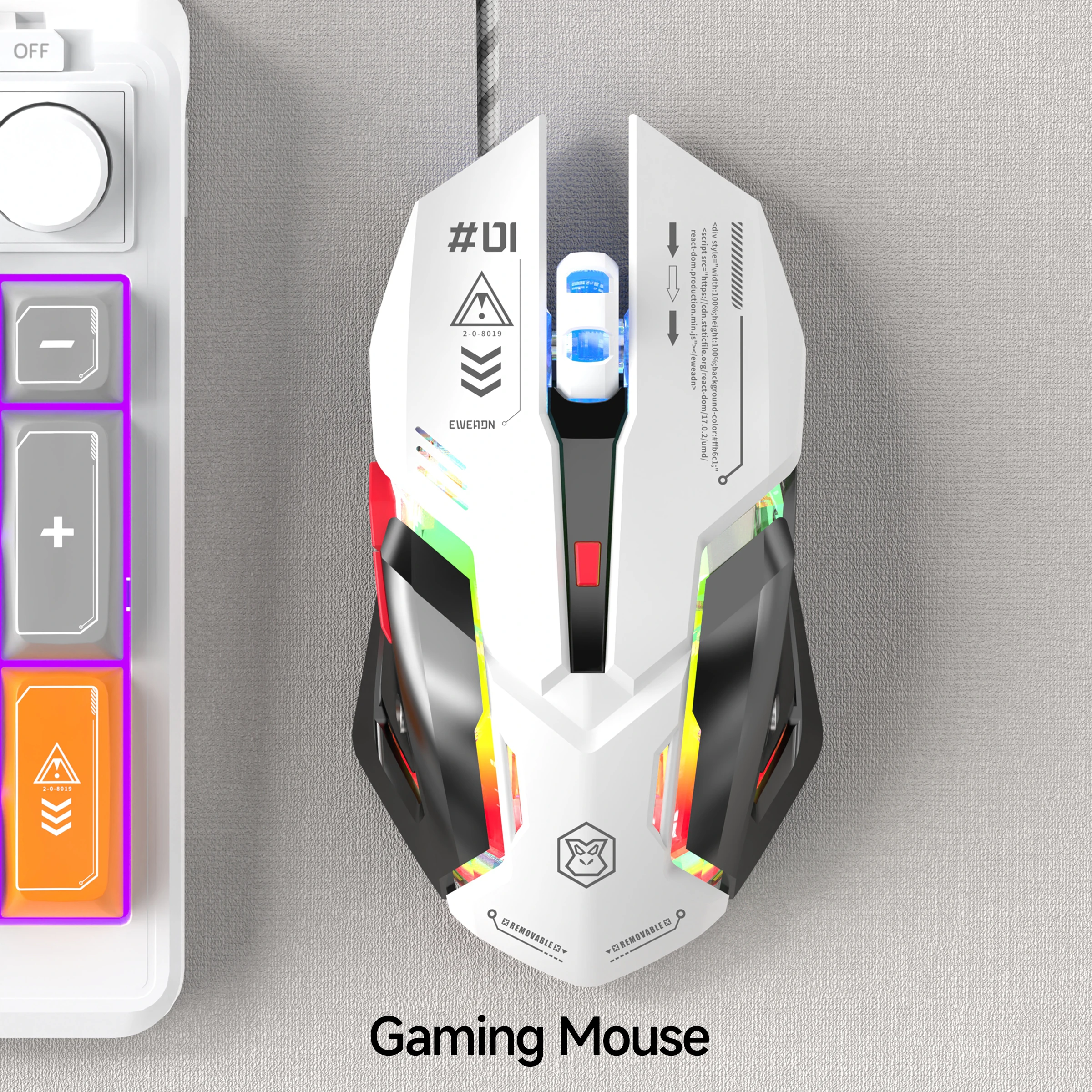 EWEADN G10 Silent Wired Gaming Mouse, Macro Programmable, Ergonomic, for Gaming & Office, Desktop/Laptop/Tablet, Quiet Operation