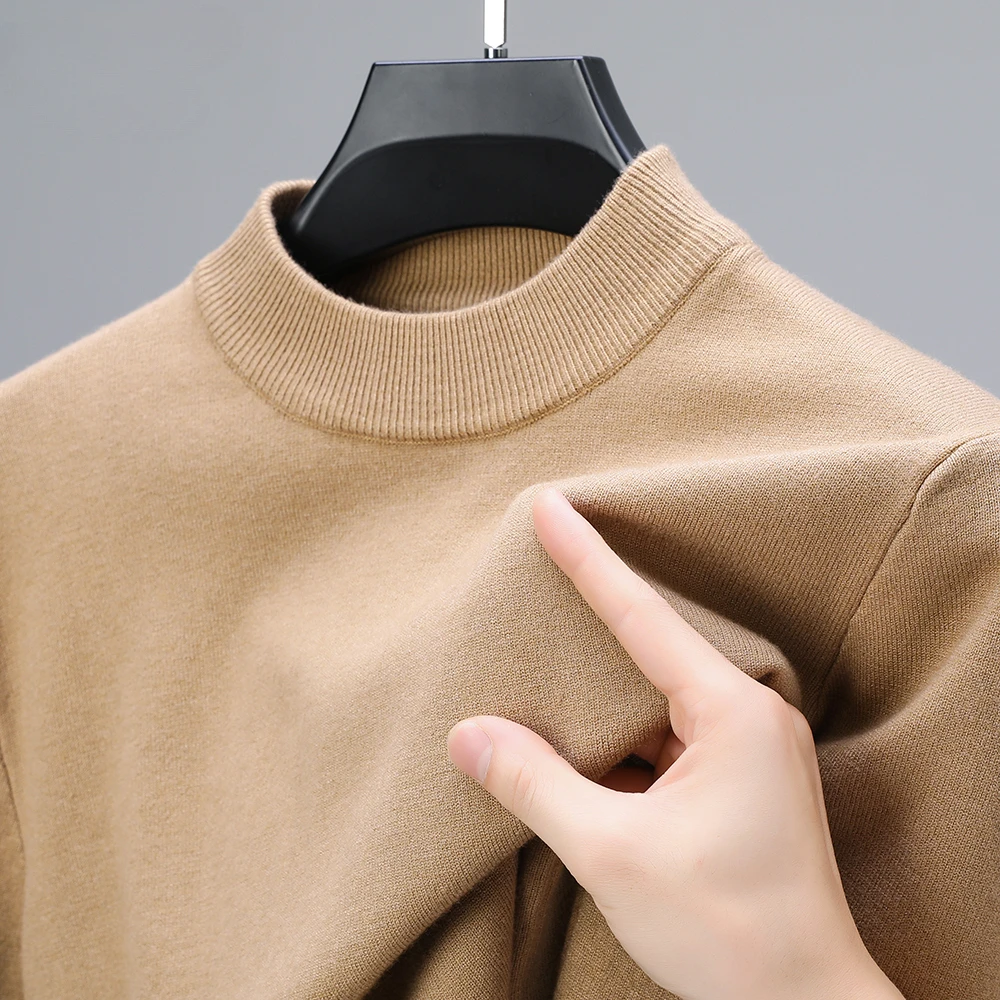 

Half Turtleneck Knitwear Sweater New Autumn/Winter Mock Neck Sweatshirts Solid Color Pullovers Man Brand Casual Mens Clothing