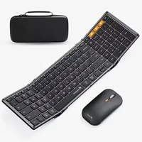 ProtoArc Foldable Keyboard and Mouse, XKM01 Combo for Business Travel 2.4G+Dual Bluetooth Portable  for Laptop iPads Tablets