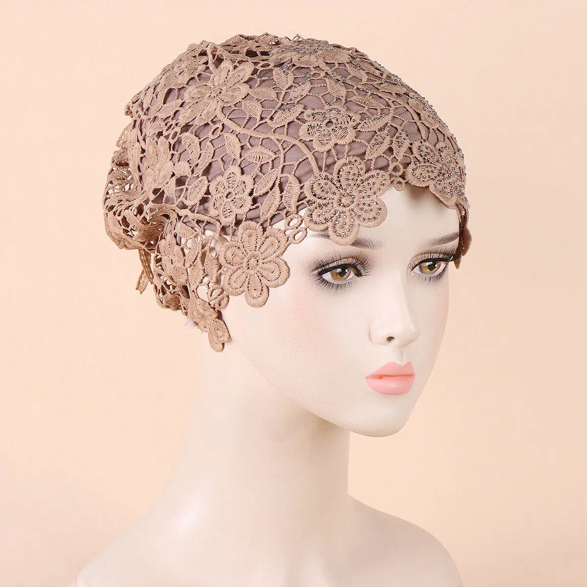 High Quality Lace Embroidery Turban Hat Headcover Floral Islamic Headwrap Headscarf Bonnet Summer Party Hijab Cap Women Headwear 3