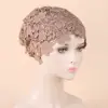 High Quality Lace Embroidery Turban Hat Headcover Floral Islamic Headwrap Headscarf Bonnet Summer Party Hijab Cap Women Headwear 3