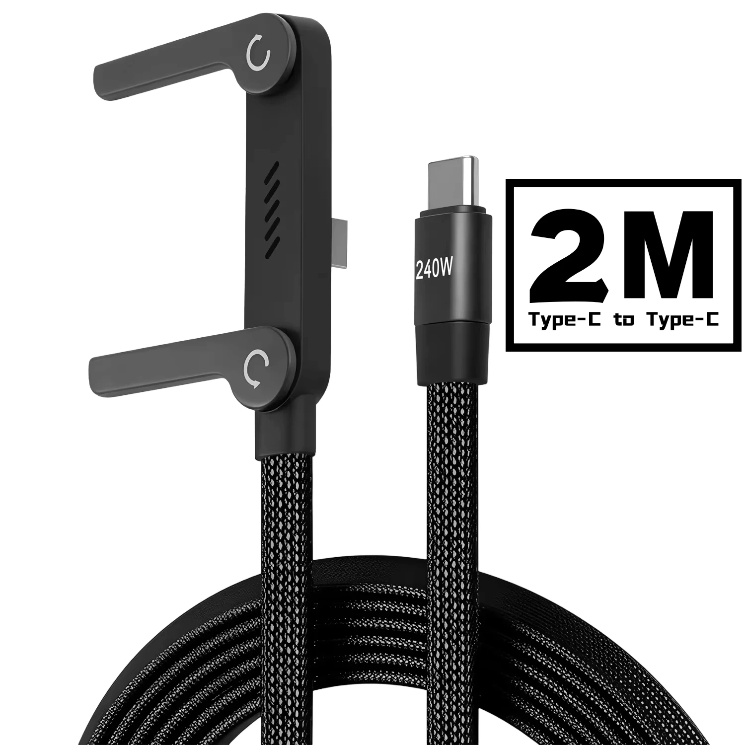 2-IN-1 Type-C Cable Foldable Mobile Phone Holder 240W Fast Charging Data Cable M