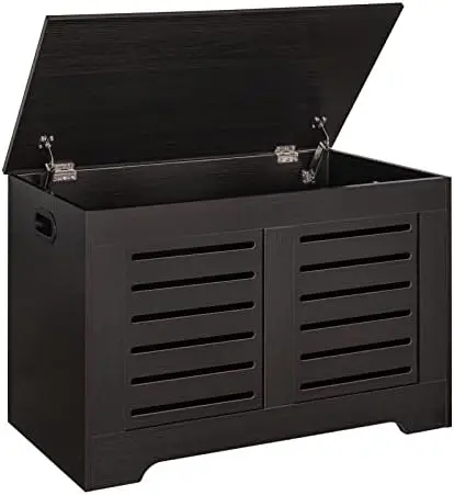 

LVJ Storage Chest, Wooden Storage Bench Organizer with 2 Safety Hinges, Flip-top Entryway Shoe Bench, Good Ventilation, Retro St