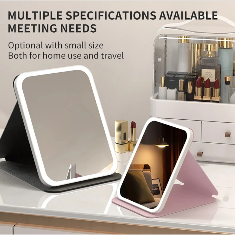 Portable LED Vanity Mirror with Adjustable Brightness and USB Charging | Foldable Travel and Home Essential