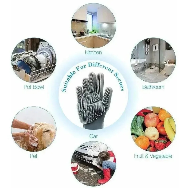 Dishwashing Cleaning Gloves Magic Silicone Rubber Dish Washing Gloves for Household Sponge Scrubber Kitchen Cleaning Tools 5