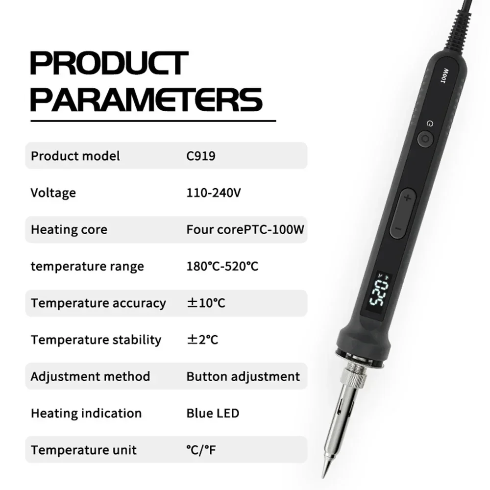 100 W/120 W LCD Digital Lötkolben Set Kit Schweißen Reparatur Werkzeug Kalibrierung Temperatur Einstellbar 180-520-600C – Detail 33