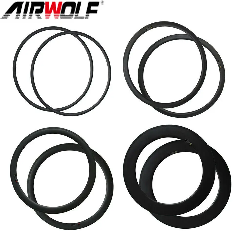 Airwolf1Pairs700CCarbonRoadBikeRimsWheels385060mmRimHeight