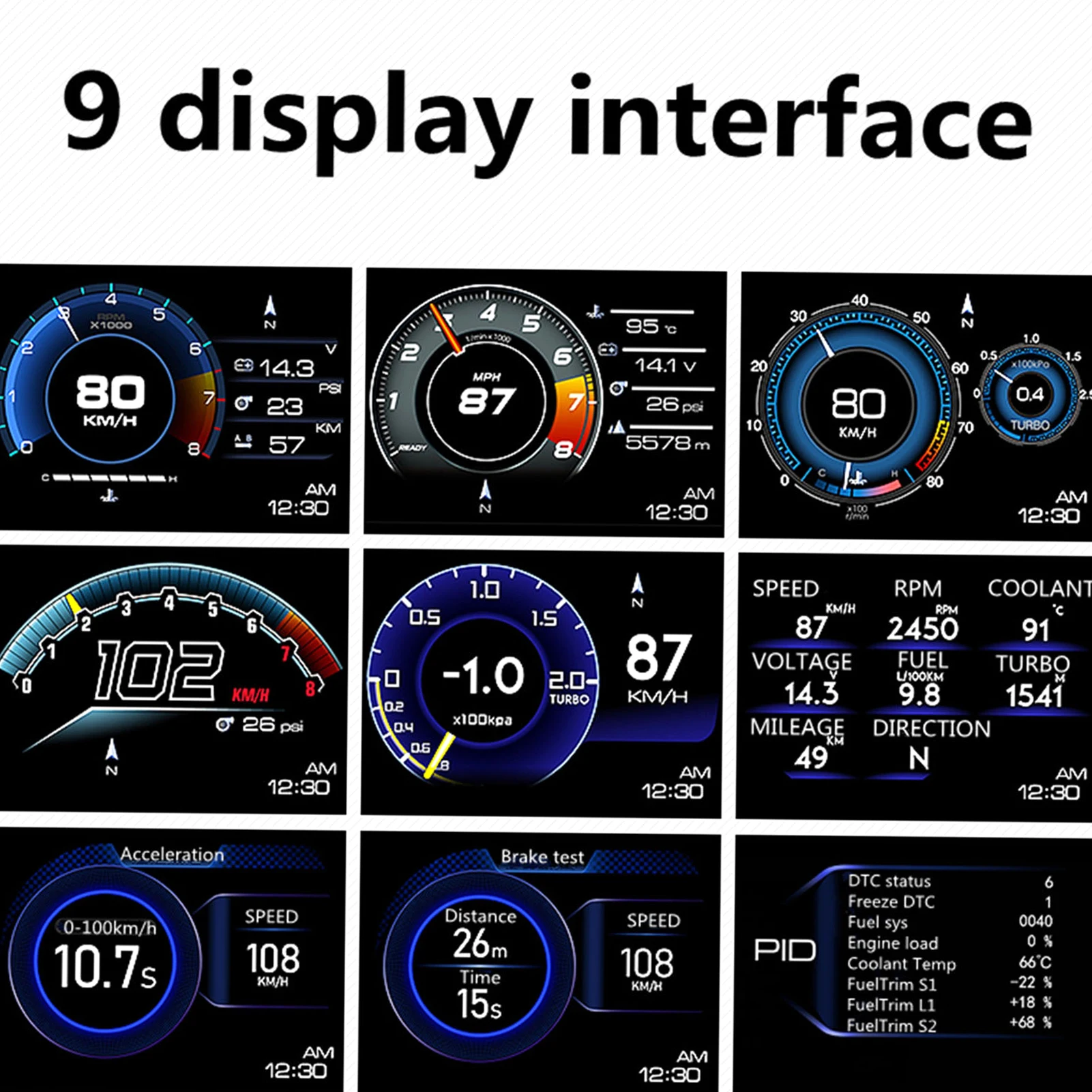 Display Head up per auto, misuratore intelligente OBDII + GPS Tachimetro ad alta definizione Strumento diagnostico per auto Eliminazione del codice di guasto OBD - Image 6