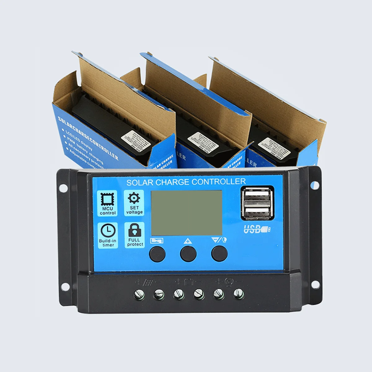 Solar Panel Controller Battery Charge Regulator 2USB 12V/24V 10A~100A Photovoltaic Street Lamp Control System solar controller