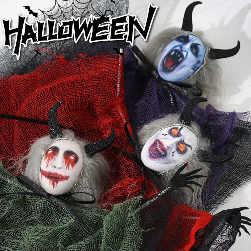 

Halloween Horror Bull Horn Evil Ghost Pendant Ornaments Haunted Houses Props Happy Halloween Ghost Festival Party Decoration
