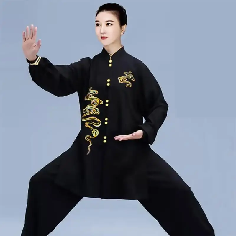 Women Chinese Style Gymnastics Tai Chi Suit Cotton Kung Fu Wushu Martial Arts Uniform Jacket Pants Performance Exercise Clothing