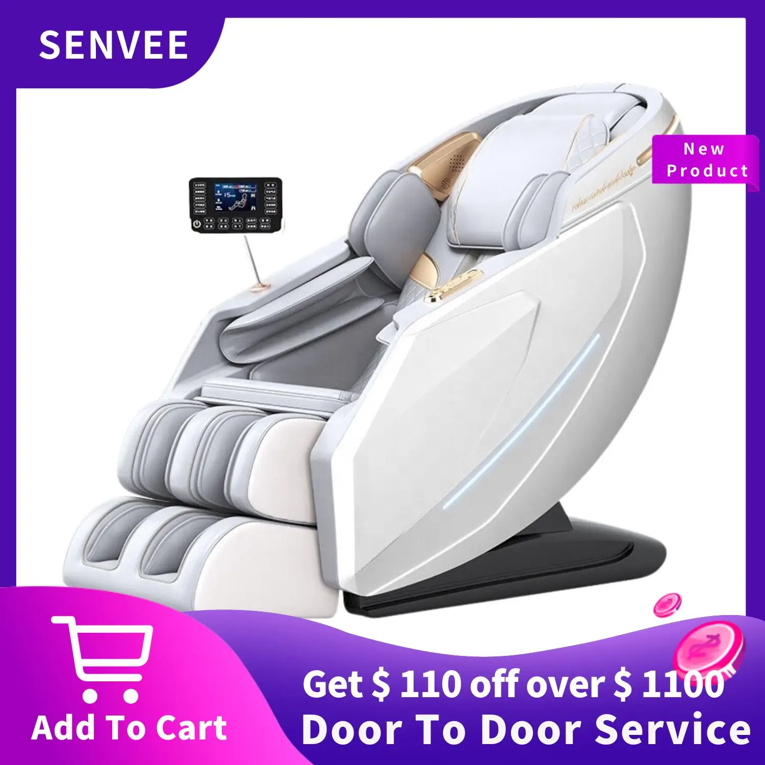 

SENVEE Electrical Massage Seat SL Track Chair Massage Sessel Zero Gravity Electric 4D Smart Massage Chair Full Body for Rolling