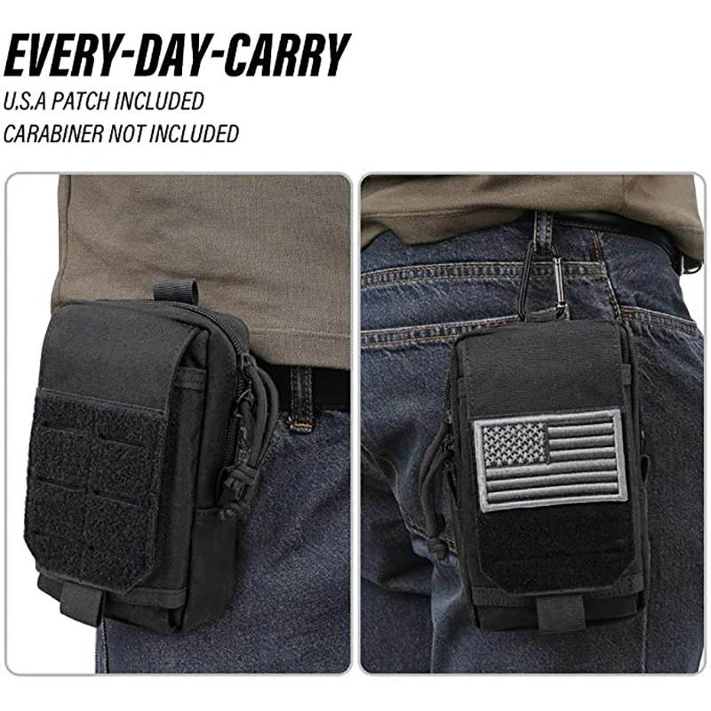 Tactical EDC Molle Pouch Outdoor  Waist Fanny Tool Pack Men 6.5" Phone Bag Purse Camping Gadget Bag Hunting Accessories 6