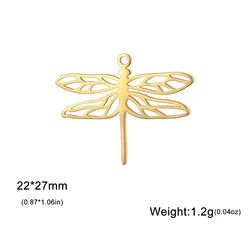 Gold Dragonfly Charm Pendant for DIY Jewelry Making - Stainless Steel Insect Design (A - Gold Color)