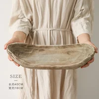Paulownia Wooden Boat Type Fruit Tray Homestay Natural Village Decorate Retro Old Living Room Solid Wood Candy Plate Snack Plate 2