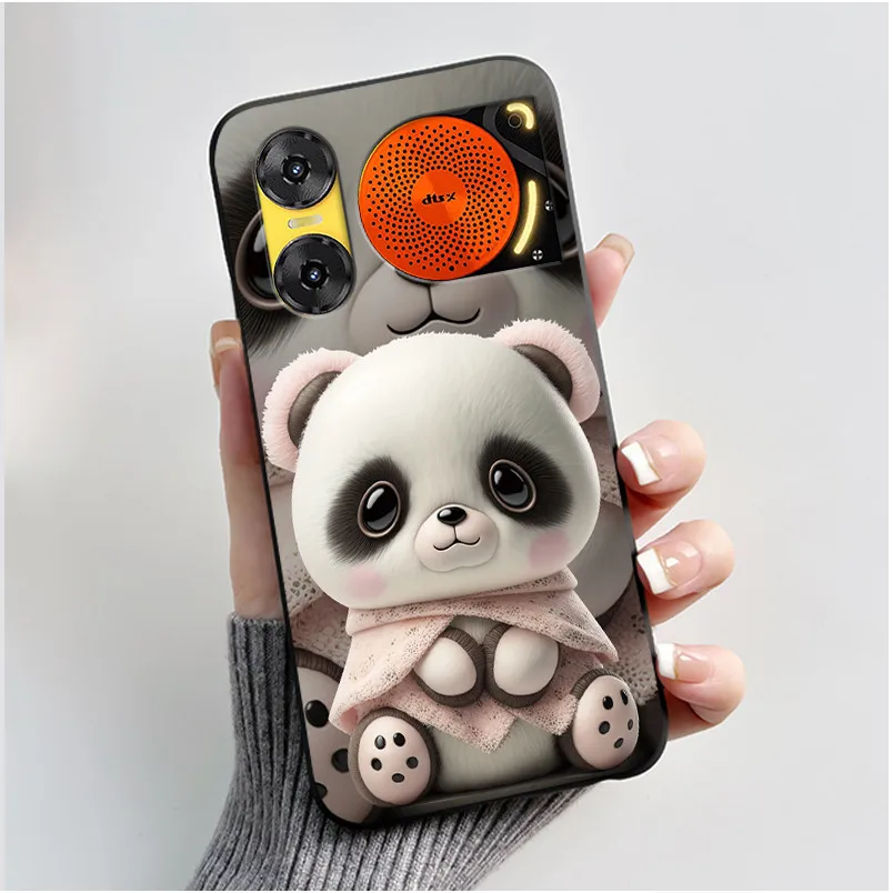 Cute Rabbit Black Silicone Phone Case, Soft TPU Cover