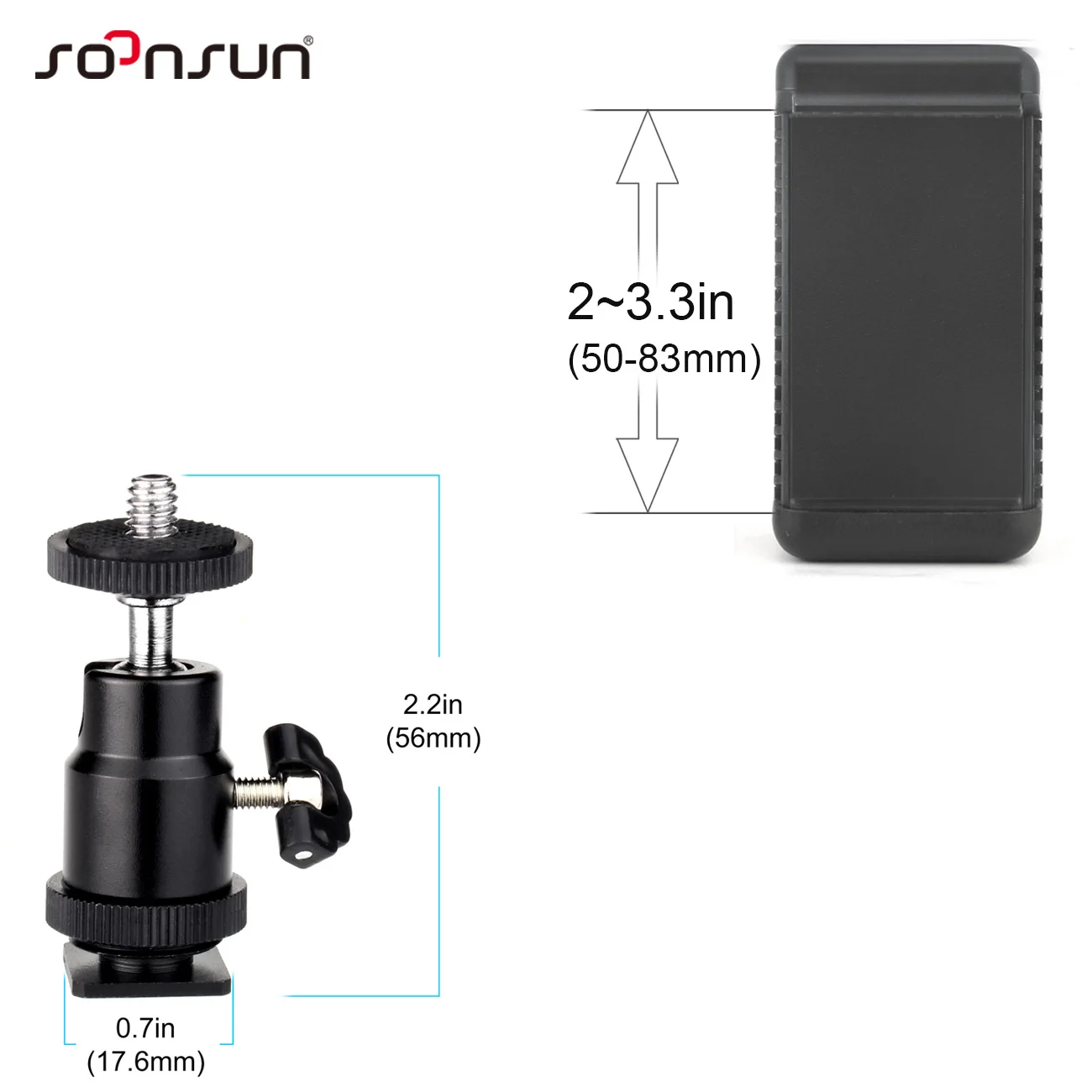 Mini Ball Head Cold Hot Shoe Mount 1/4 Screw Bolt Tripod Adapter