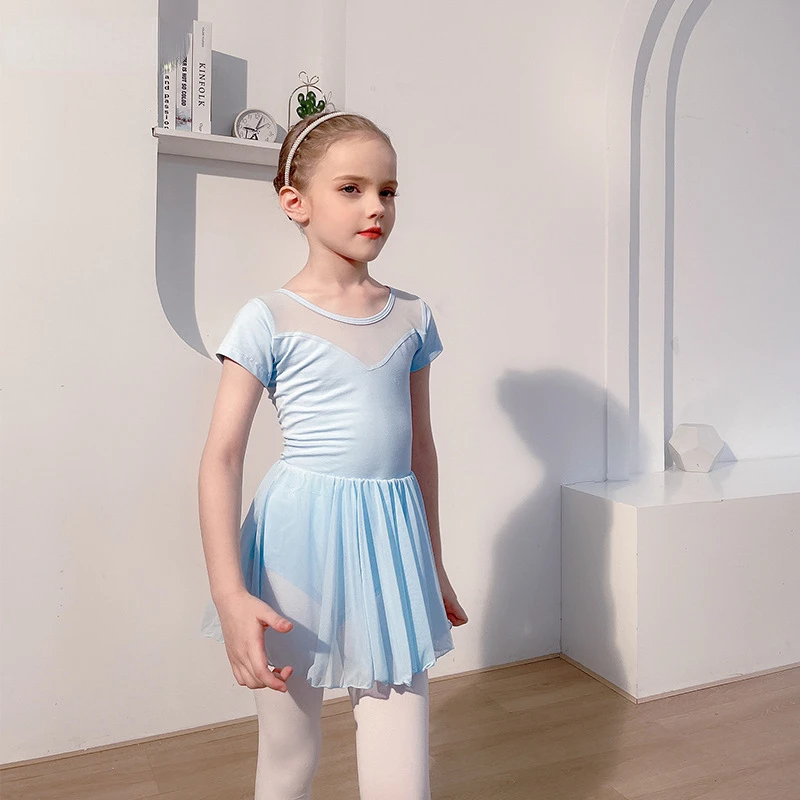 

Short Sleeve Tutu Dress Ballet Dance Wear Girls Ballet Leotard Gymnastics Bodysuit Mesh Ballet Dress Child Ballerina Clothing