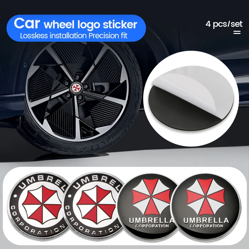 4 Pz 56Mm 3D Ombrello Corporation Emblema Car Wheel Center Hub Cap Rim Sticker Decalcomanie Per Toyota Peugeot Suzuki Citroen Skoda Mg