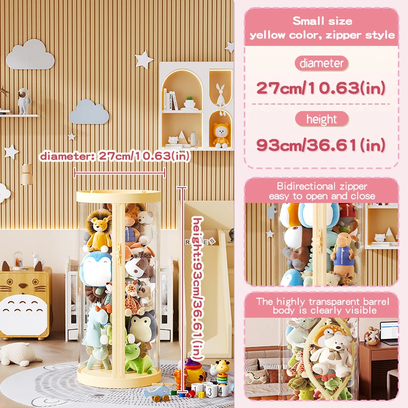Boîte de rangement de poupée en peluche, organisateur de jouets Transparent pour enfants, Organization de jouets, bacs à fermeture éclair pour bricolage, décor de noël et d'halloween
