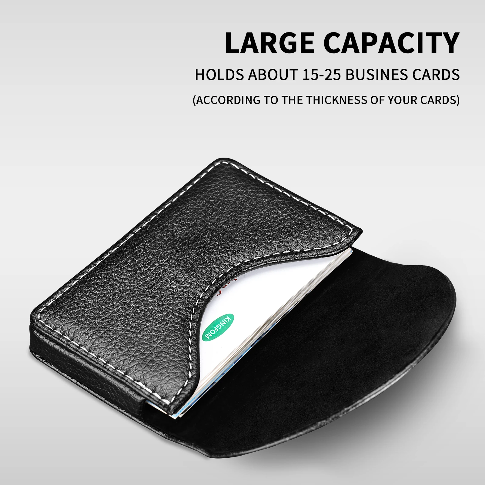 Kingfom Office Desk Storage Organizer Set PU Leather Tissue Box 10W Fast Wireless Charger Business Card Holder Black 3 Pcs/Set