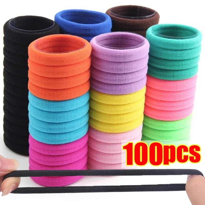 

50/100PCS Women High Elastic Hair Bands Girls Simple Solid Colors Headband Hair Ropes Female Ponytail Holder Hair Accessories