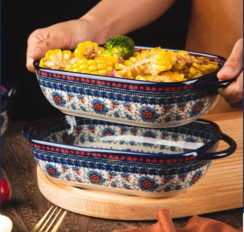 Ceramic Noodle Bowl and Bread Pan - Cooking Accessories and Bakeware Tray