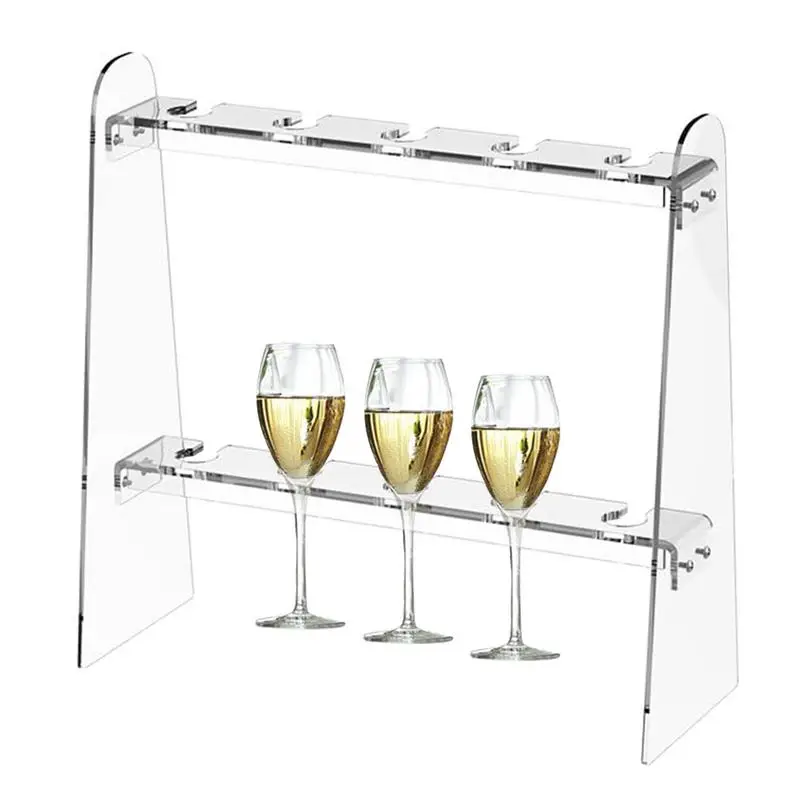 

Champagne Stand Holder 2 Layer Acrylic Clear Champagne Stand Detachable Decorative Display Shelves 10 Slots Easy Assembly Wine