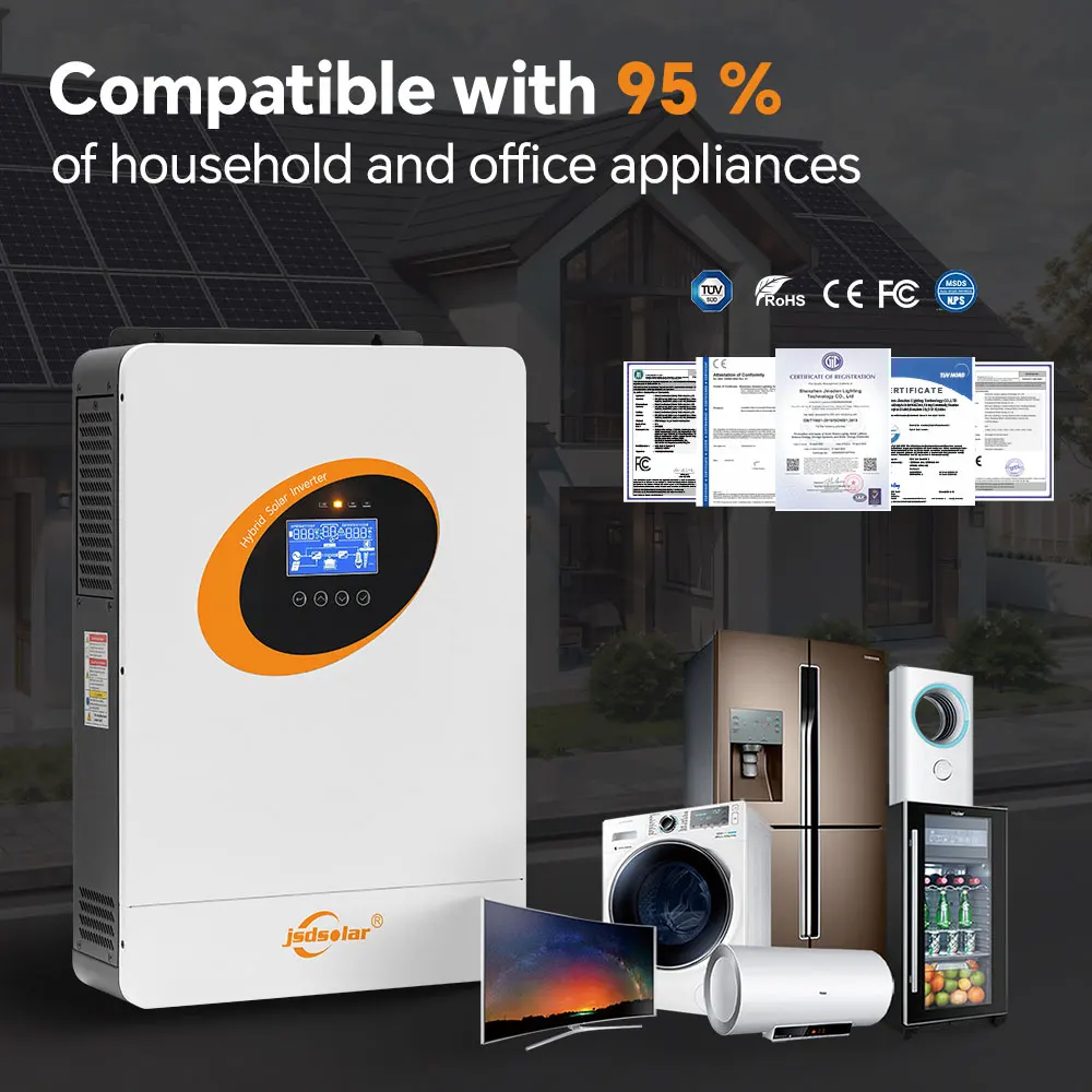 4KW 6.2KW Hybrid Solar Inverter Off Grid Pure Sine Wave Wifi Inverter 24V 48V 230V Output with MPPT 120A Solar Charger