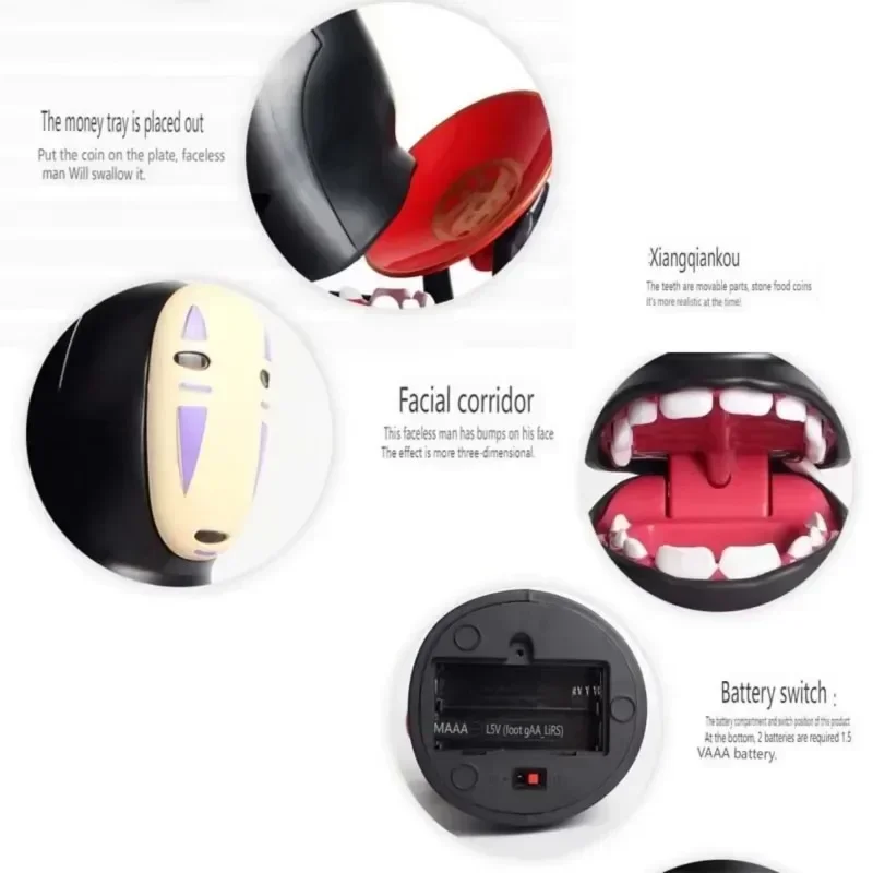 Cartoon Coin Saving Jar Anime Figure Faceless Man Saving Pot Spirited Away Figurine Electric Home Collectible Model Decor Gift - Image 6