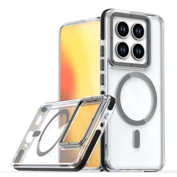 Sleek Anti - Yellow Transparent Magnetic Phone Case with Magsafe Compatibility - Redmi Note 13 5G (Black)