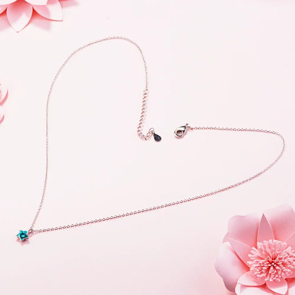S925 Sterling Silver Necklace Star Pendant Jewelry 40cm+3.5cm pendant necklace,silver necklace,silver pendant,silver necklace charms
