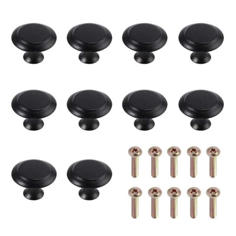 10PCS Black Handle Cabinet Knobs for Closet Wardrobe Bedside Cabinet Shoe Door Drawer Pull furniture knobs