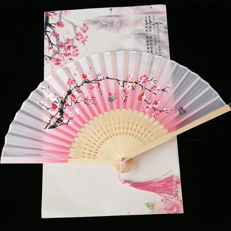 Foldable Silk Hand Fan - Bamboo Halloween Cosplay Prop  Party Decoration