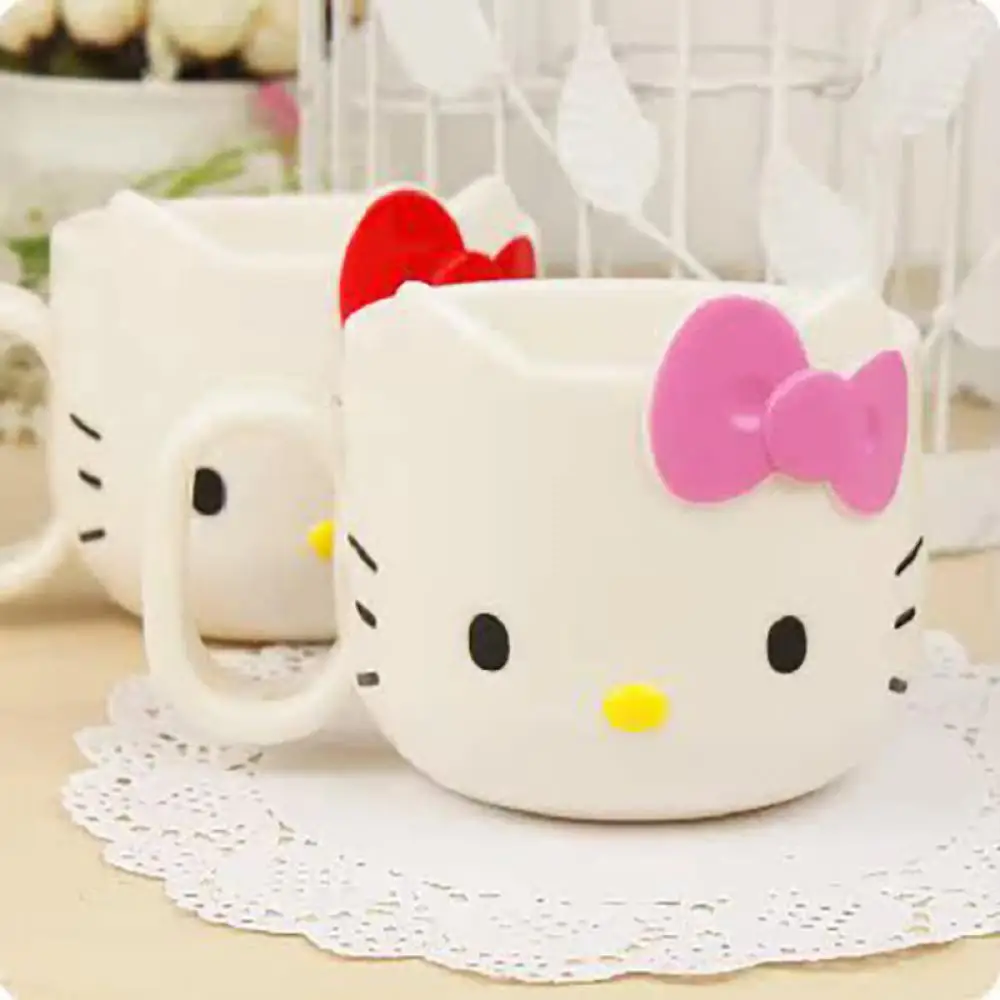

Sanrioed Kawaii Чашка для воды аниме милая Hello Kitty молочная чашка для завтрака милый мультяшный Модный Универсальный женский подарок