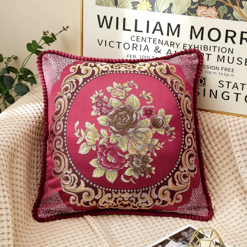 European style embroidered flowers Decorative Pillow Cover 48x48cm Throw Pillowcase Home Decor Cushion Cover for Sofa