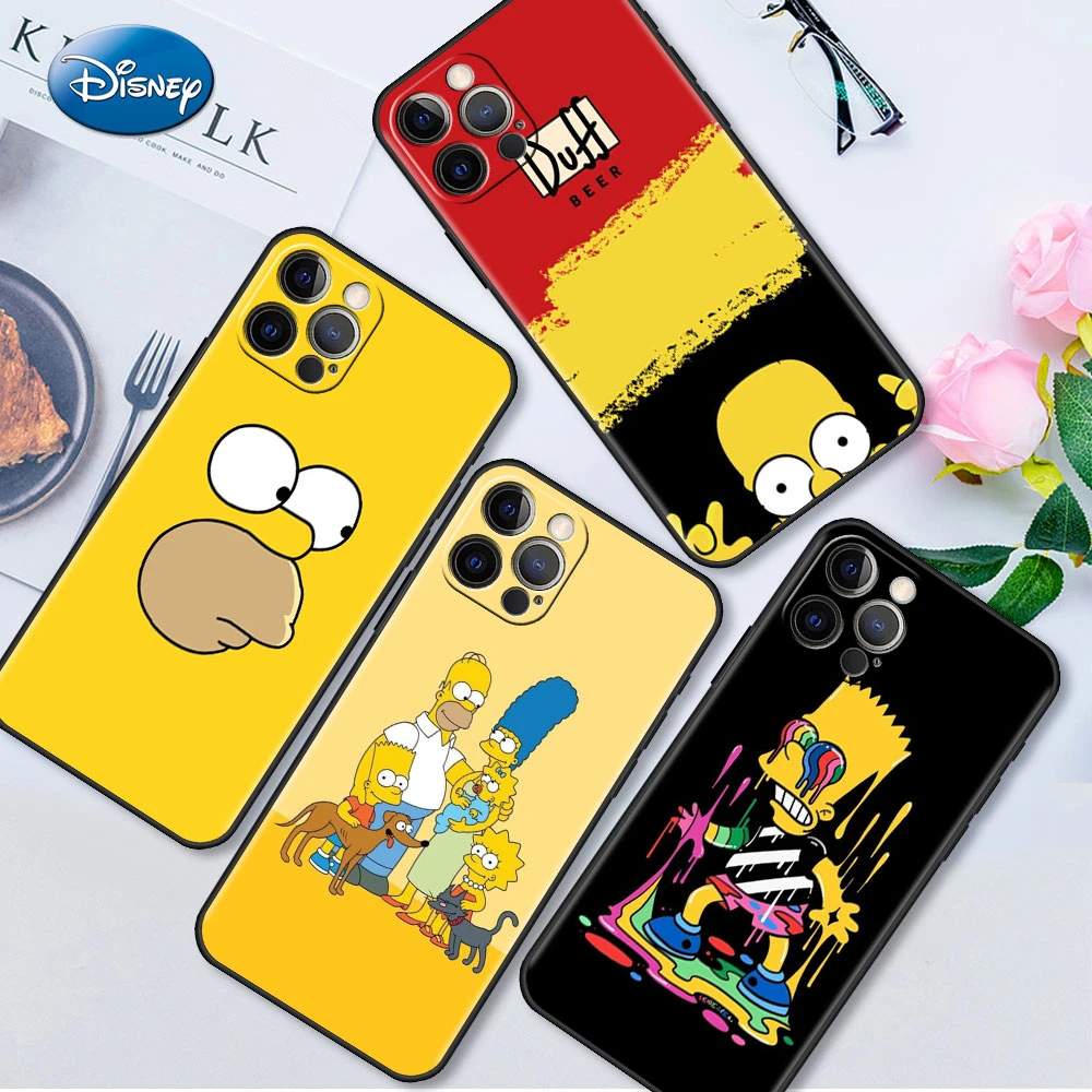 Disney The Simpson Case For iPhone 13 12 Mini 11 Pro 7 8 XR X XS Max 6 6S Plus SE 2022 Tpu Fitted Capa Soft Phone Cover best iphone 13 mini case