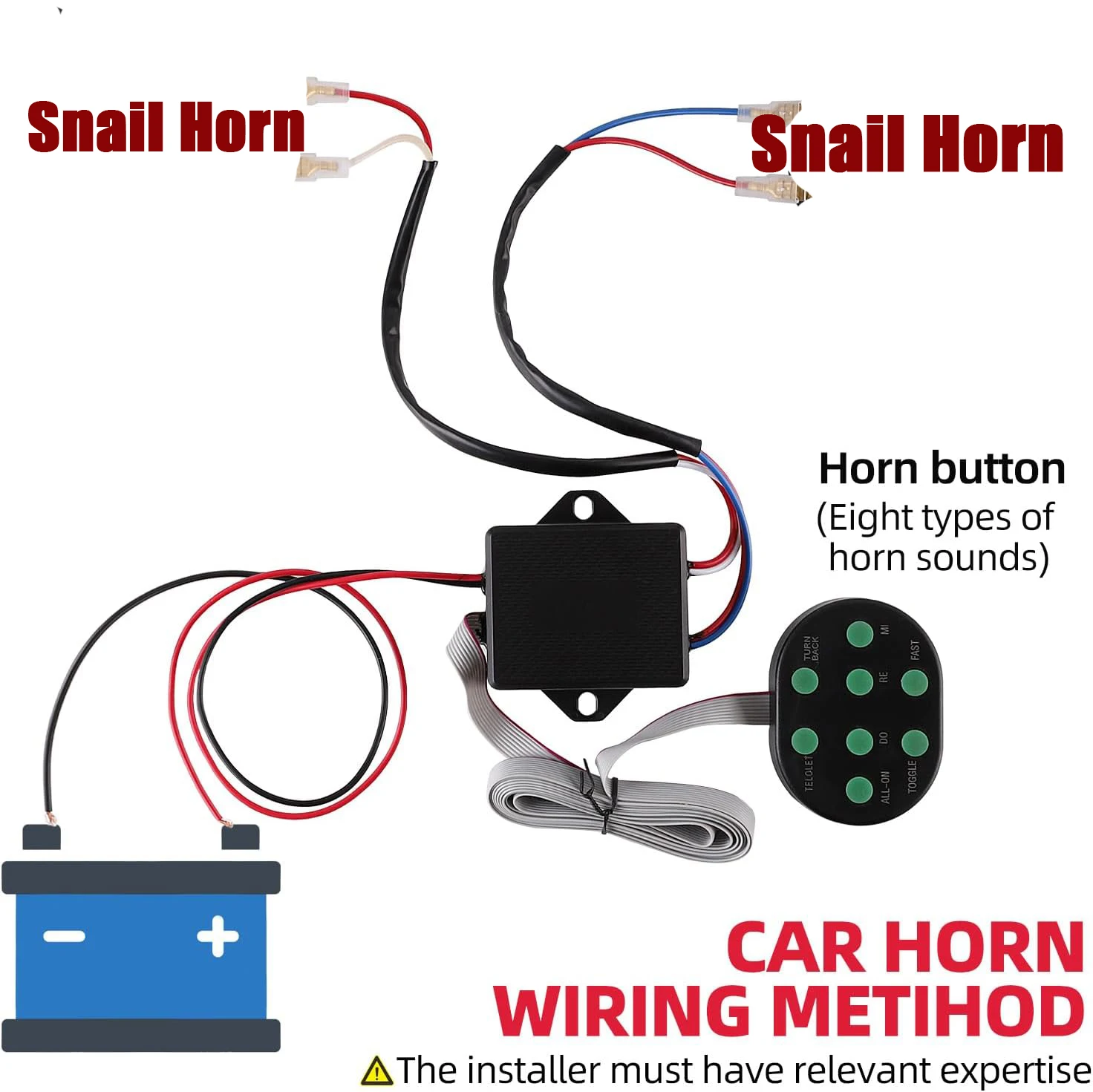 CONTROLLER ONLY】Snail Horn Relay Controller Tones 2m Wire