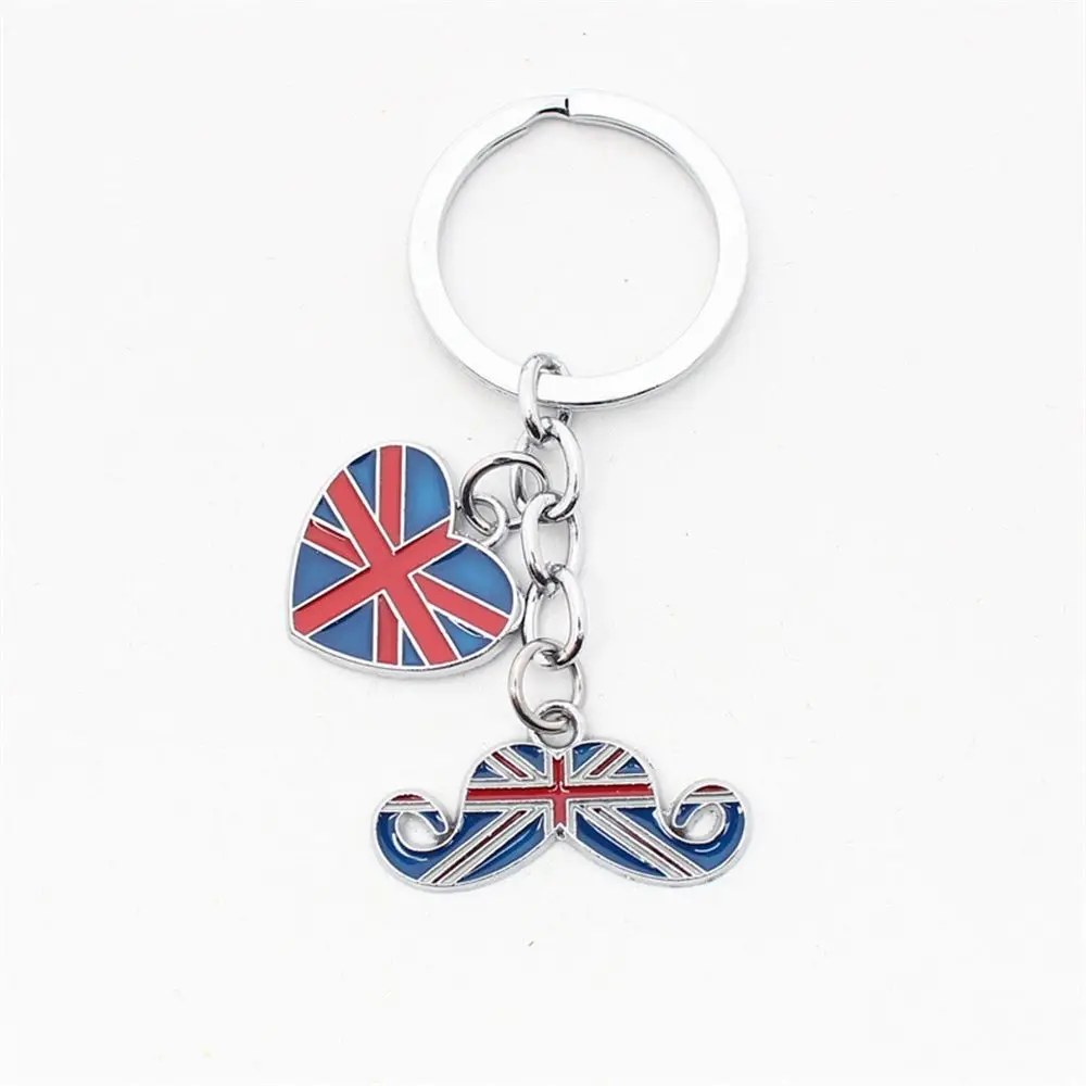 Metal Heart Pendant Union Jack Keyring GB British Flag