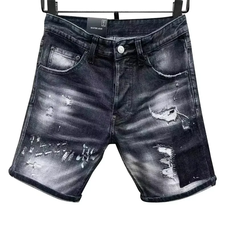 chareiharper dsq D310 New SpringSummer Ripped Small Feet Slim Fit Men's Hipster Harbor style Beggar quality denim shorts