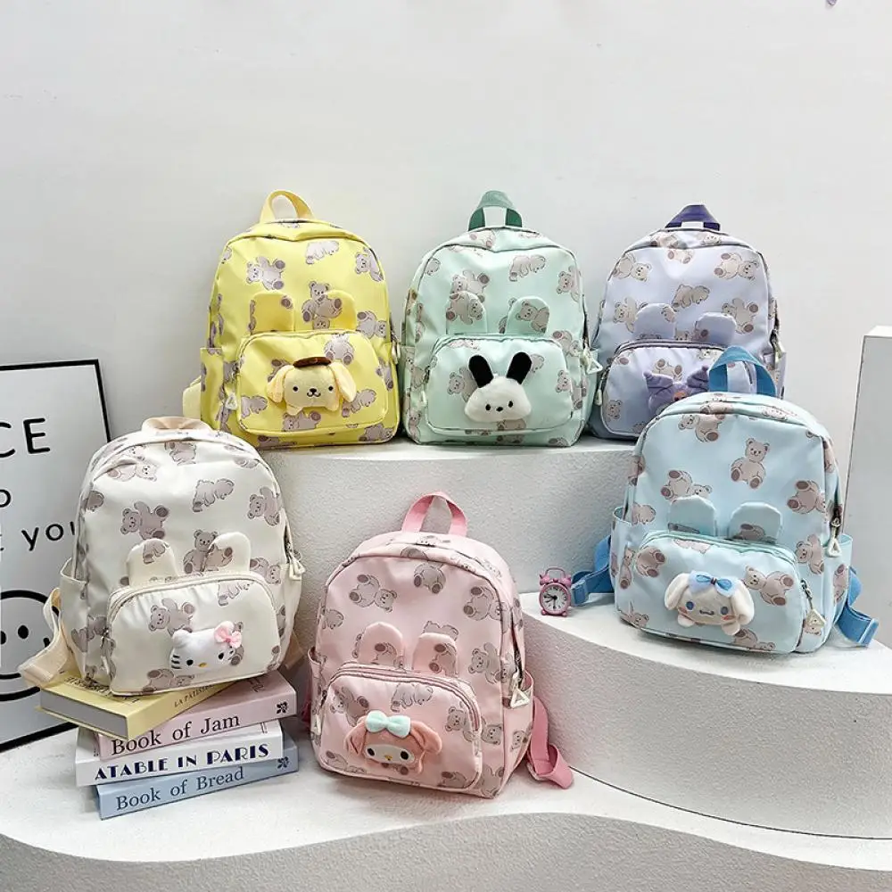 

Школьный портфель с аниме Sanrio Kuromi Hello Kitty My Melody Cinnamoroll для девочек, милый мультяшный Повседневный модный детский рюкзак для улицы