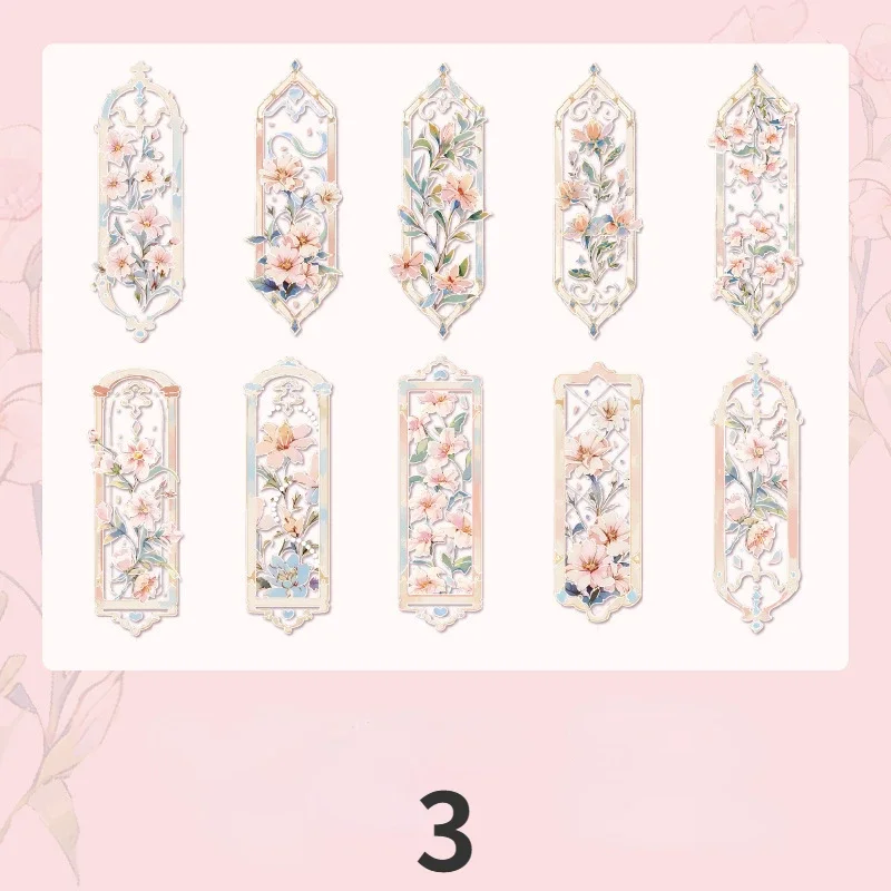 Retro Flower Frame Gilded Bookmarks - Set of 10