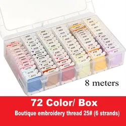 Vibrant Multicolor Embroidery and Sewing Thread Collection Box - 6 Strands (72 color 8m thread)