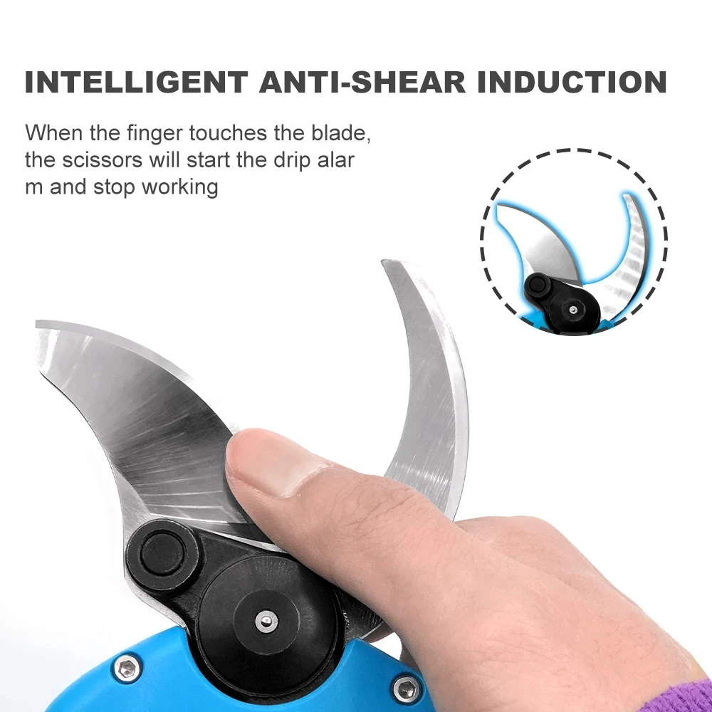KOHAM 25.2V Electric Pruning Shears Progressive Function Branch Cutter Tree Pruner 40mm SK5 Scissors with 3 Batteries for Garden 3